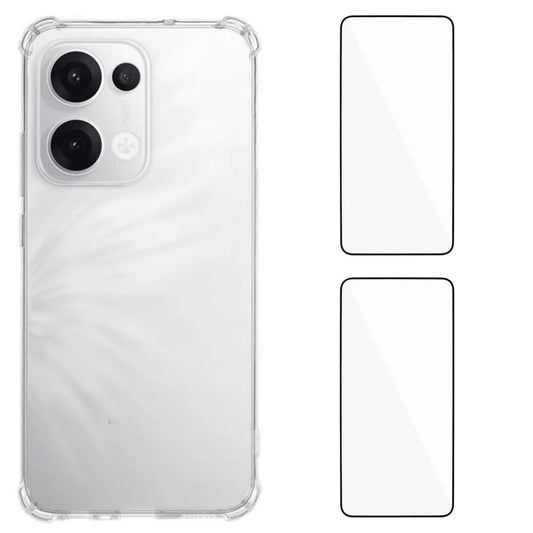 For Oppo Reno13 Pro 5G TPU Case WANLONFENG WL3 Series 1.5mm Phone Cover with 2Pcs Tempered Glass Films - Transparent