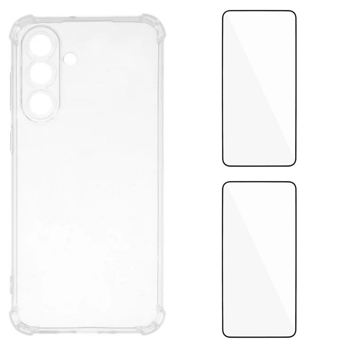 For Samsung Galaxy M56 5G TPU Case WANLONFENG WL3 Series 1.5mm Phone Cover with 2Pcs Tempered Glass Films - Transparent