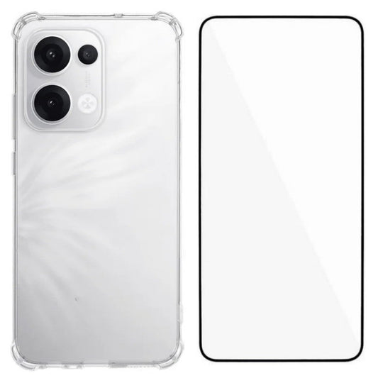 For Oppo Reno13 5G (Global) TPU Case WANLONFENG WL3 Series 1.5mm Phone Cover with Tempered Glass Film - Transparent