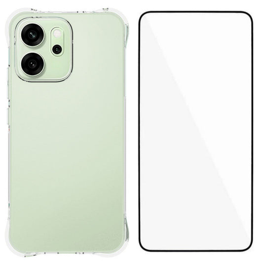 For Oppo Reno14 5G (Global) Case WANLONFENG WL Series 2.0mm TPU Phone Cover with Tempered Glass Film - Transparent