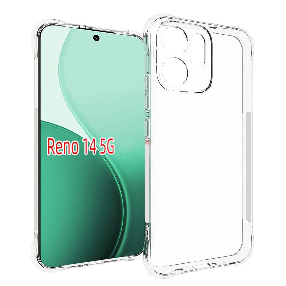 For Oppo Reno14 5G (Global) TPU Case WANLONFENG WL2 Series 2.0mm Phone Cover with 2Pcs Tempered Glass Films - Transparent