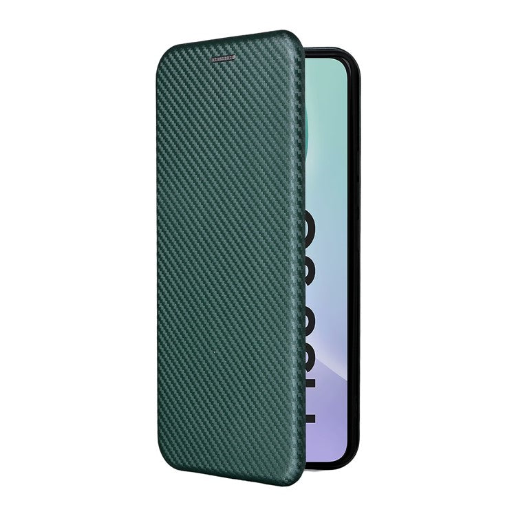 For Samsung Galaxy M56 5G Case Carbon Fiber Texture Drop-Proof PU Leather Phone Cover - Green