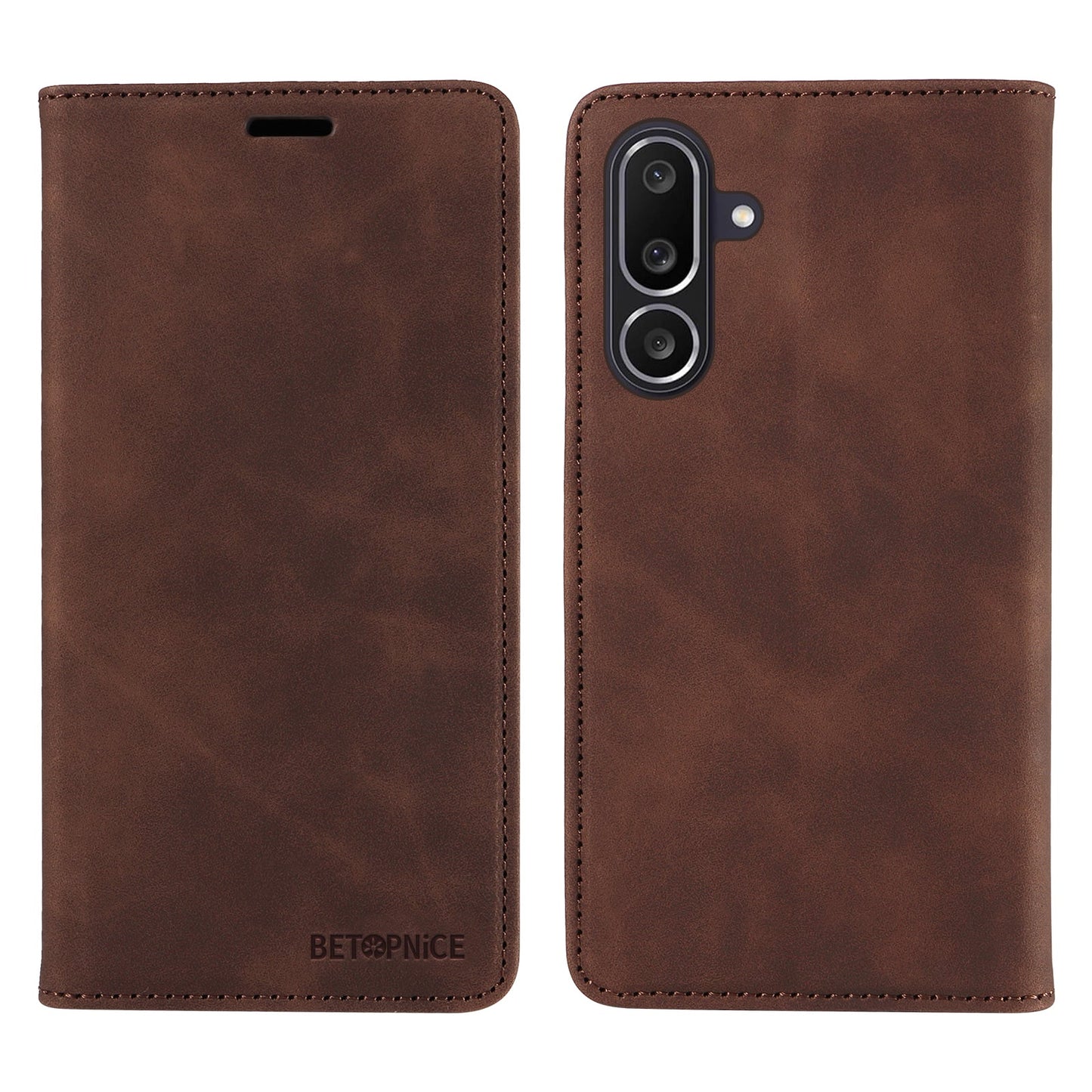 For Samsung Galaxy M56 5G Case BETOPNICE Magnetic Closure RFID Blocking Wallet Stand Leather Phone Cover - Brown