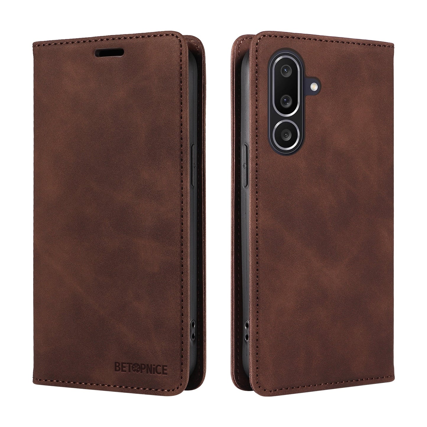 For Samsung Galaxy M56 5G Case BETOPNICE Magnetic Closure RFID Blocking Wallet Stand Leather Phone Cover - Brown