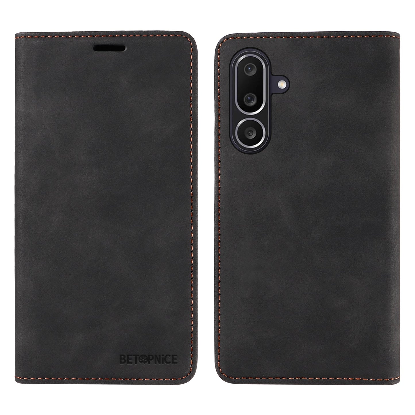 For Samsung Galaxy M56 5G Case BETOPNICE Magnetic Closure RFID Blocking Wallet Stand Leather Phone Cover - Black