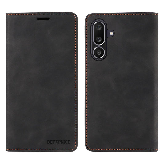 For Samsung Galaxy M56 5G Case BETOPNICE Magnetic Closure RFID Blocking Wallet Stand Leather Phone Cover - Black