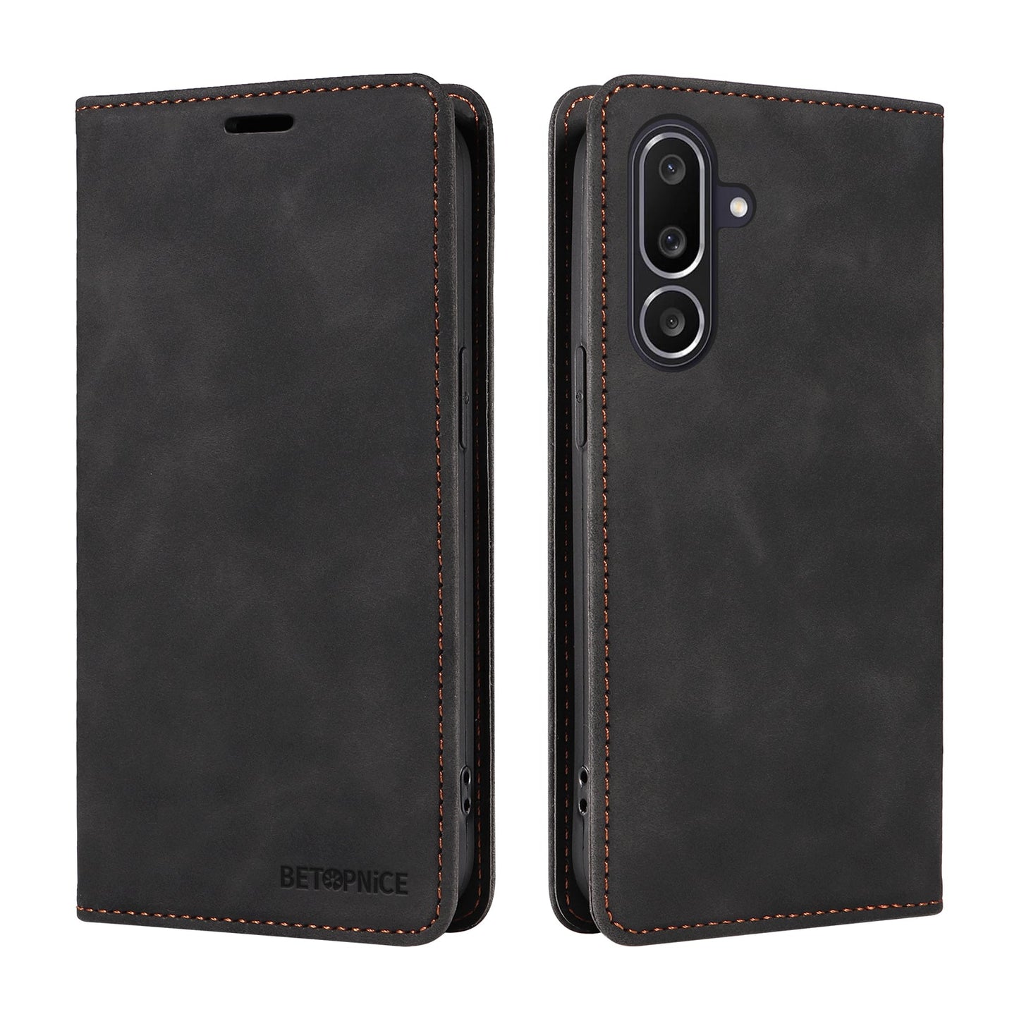 For Samsung Galaxy M56 5G Case BETOPNICE Magnetic Closure RFID Blocking Wallet Stand Leather Phone Cover - Black