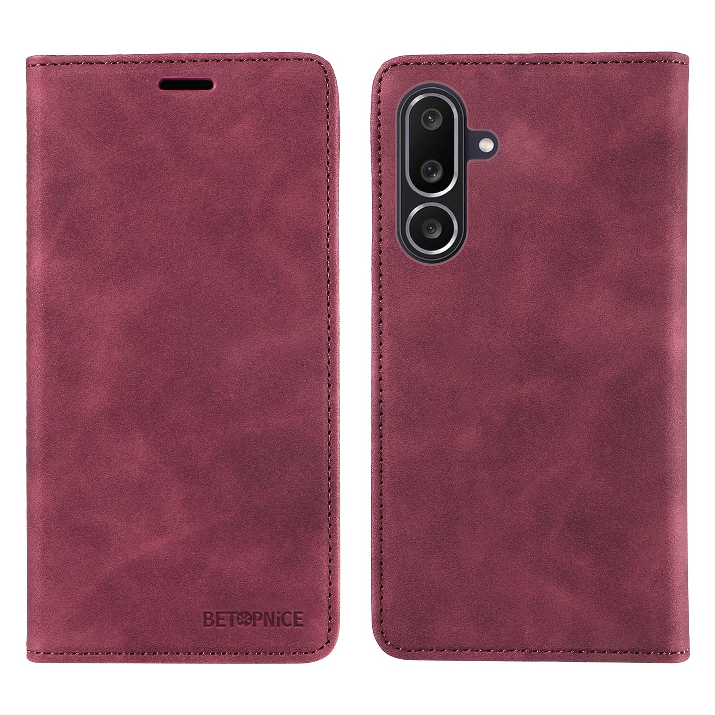 For Samsung Galaxy M56 5G Case BETOPNICE Magnetic Closure RFID Blocking Wallet Stand Leather Phone Cover - Red