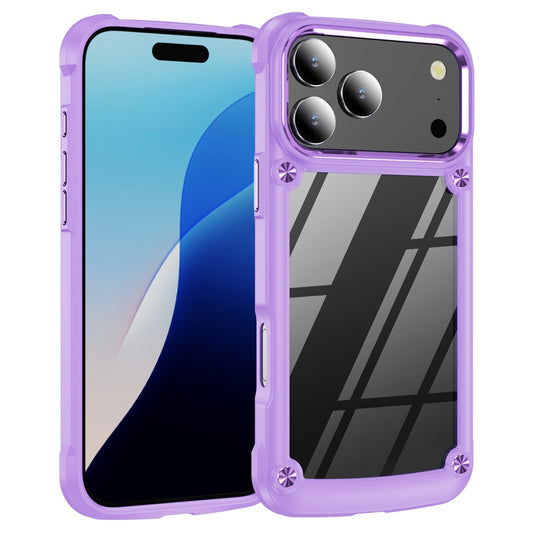 For iPhone 17 Pro Max Case Alloy Lens Frame PC + TPU Anti-Drop Phone Cover - Purple