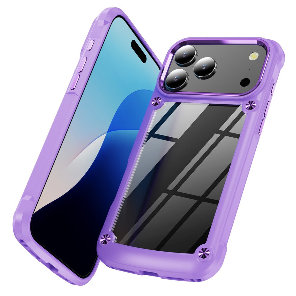 For iPhone 17 Pro Max Case Alloy Lens Frame PC + TPU Anti-Drop Phone Cover - Purple