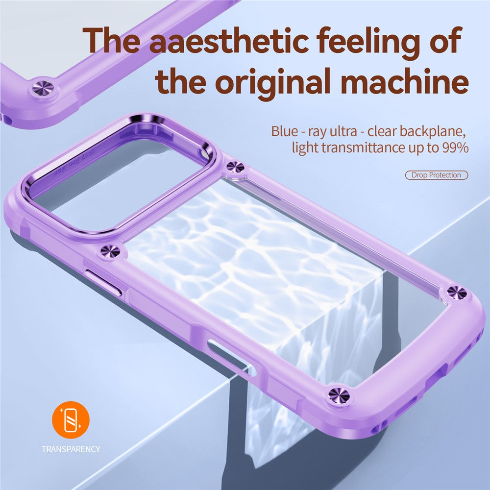 For iPhone 17 Pro Max Case Alloy Lens Frame PC + TPU Anti-Drop Phone Cover - Purple