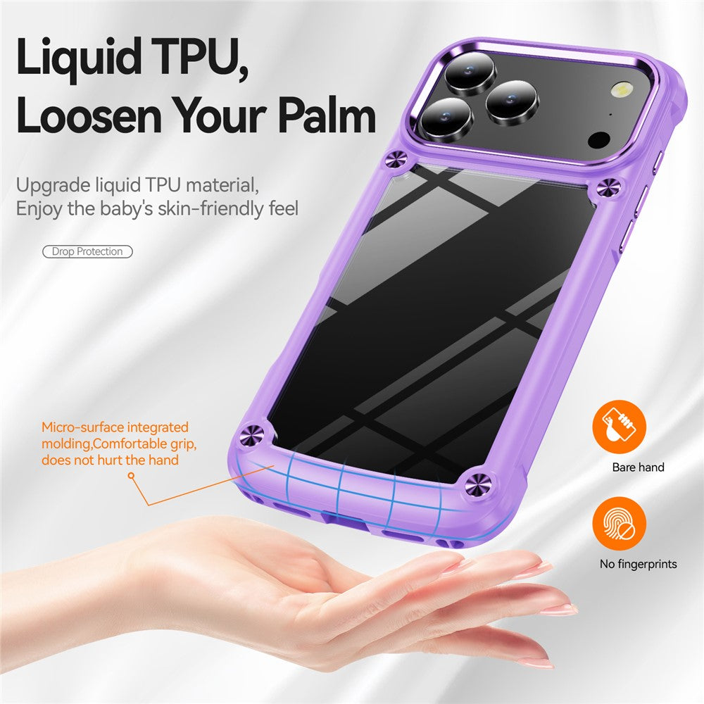 For iPhone 17 Pro Max Case Alloy Lens Frame PC + TPU Anti-Drop Phone Cover - Purple