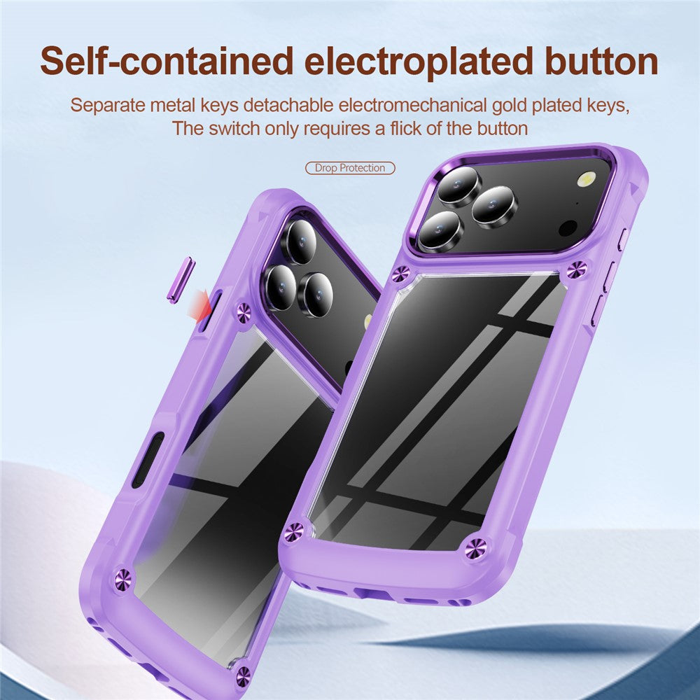 For iPhone 17 Pro Max Case Alloy Lens Frame PC + TPU Anti-Drop Phone Cover - Purple