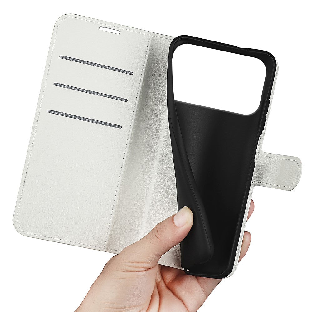 For iPhone 17 Pro Max Case Litchi Texture Shockproof Leather Wallet Phone Cover - White