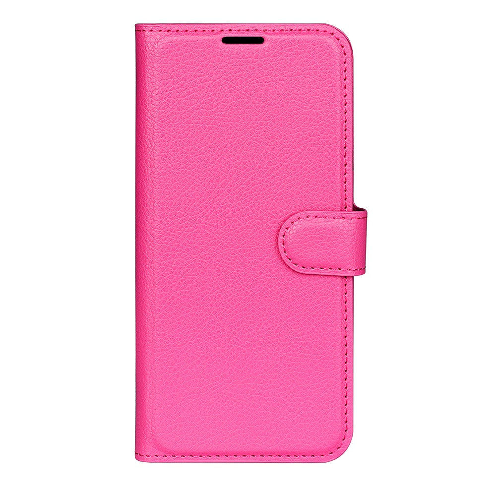 For iPhone 17 Pro Max Case Litchi Texture Shockproof Leather Wallet Phone Cover - Rose Red