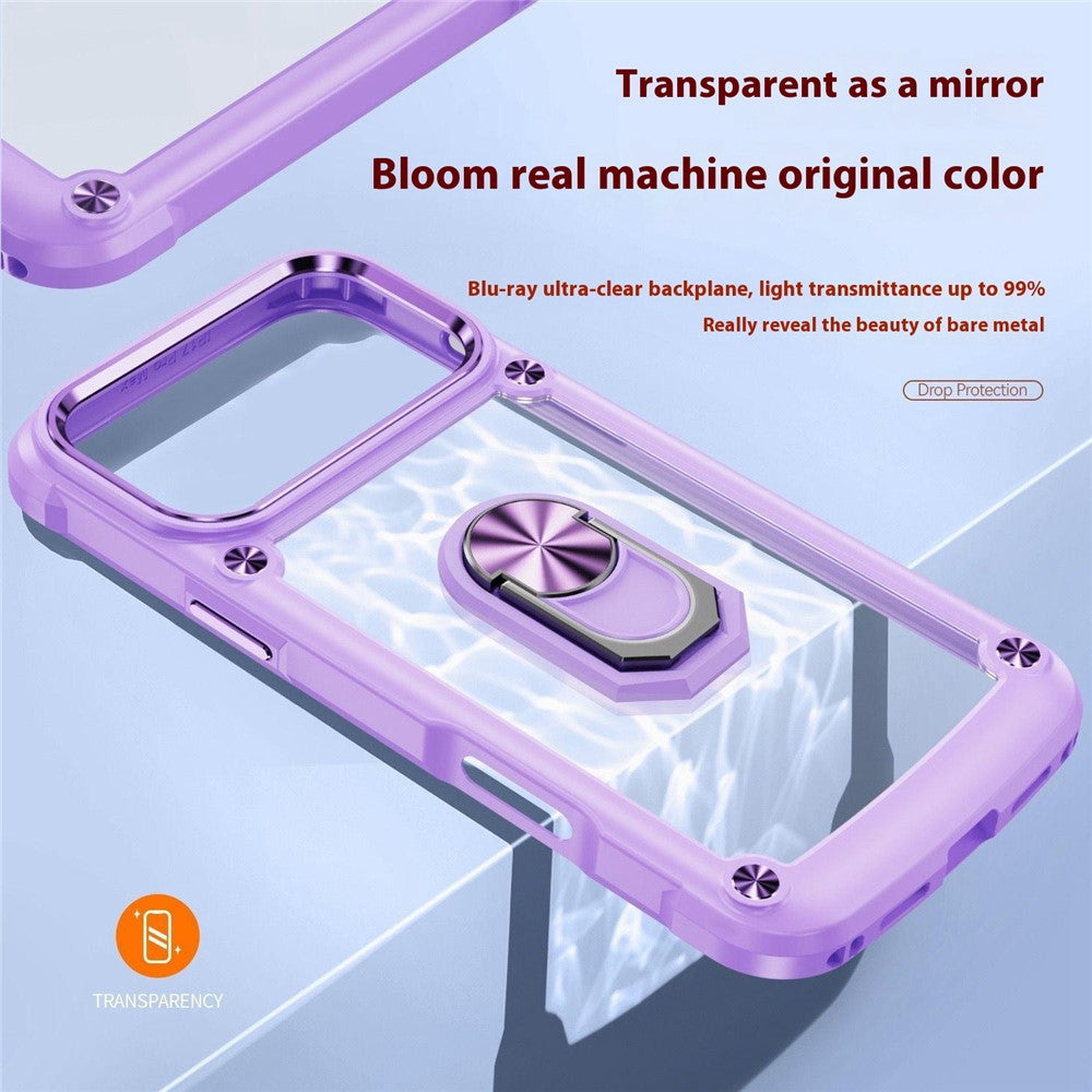 For iPhone 17 Pro Max Case Alloy Lens Frame PC + TPU Kickstand Phone Back Cover - Red