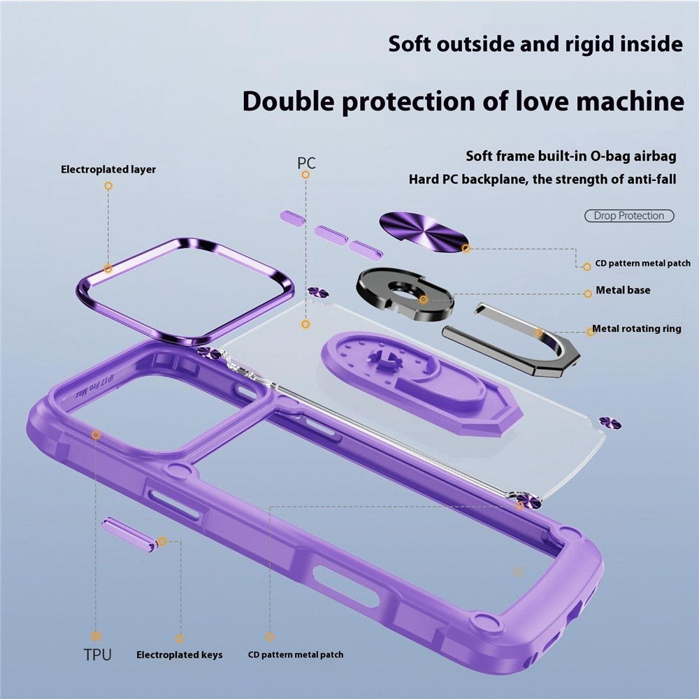 For iPhone 17 Pro Max Case Alloy Lens Frame PC + TPU Kickstand Phone Back Cover - Red