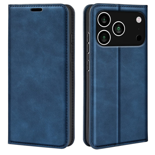 For iPhone 17 Pro Max Case Skin Touch Leather Wallet Phone Cover - Blue
