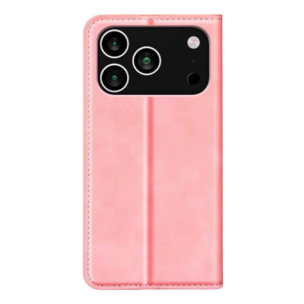 For iPhone 17 Pro Max Case Skin Touch Leather Wallet Phone Cover - Pink