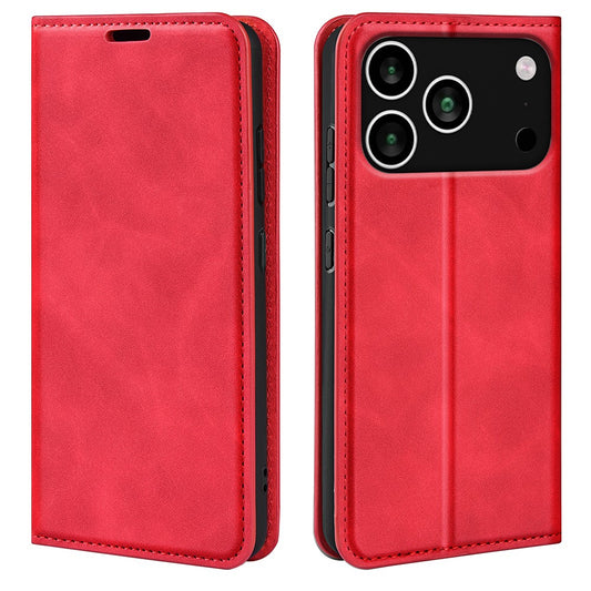 For iPhone 17 Pro Max Case Skin Touch Leather Wallet Phone Cover - Red