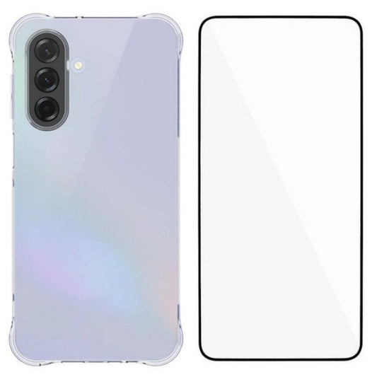 For Samsung Galaxy A17 5G Case WANLONFENG WL Series 2.0mm TPU Phone Cover with Tempered Glass Film - Transparent