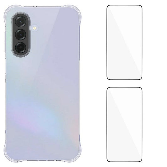 For Samsung Galaxy A17 5G TPU Case WANLONFENG WL2 Series 2.0mm Phone Cover with 2Pcs Tempered Glass Films - Transparent