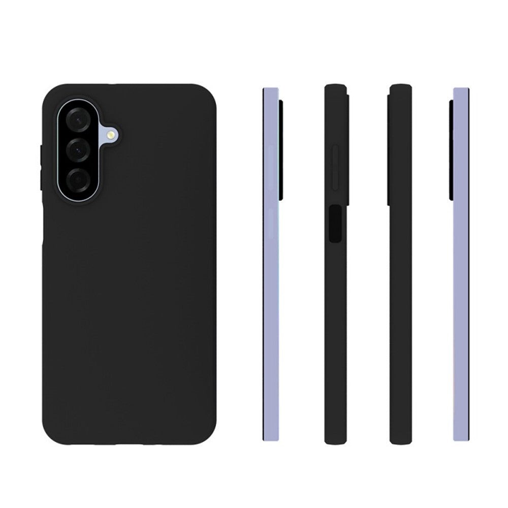 For Samsung Galaxy A17 5G TPU Case WANLONFENG MS Series Matte Back Cover with Tempered Glass (Big Hole Lens) - Black
