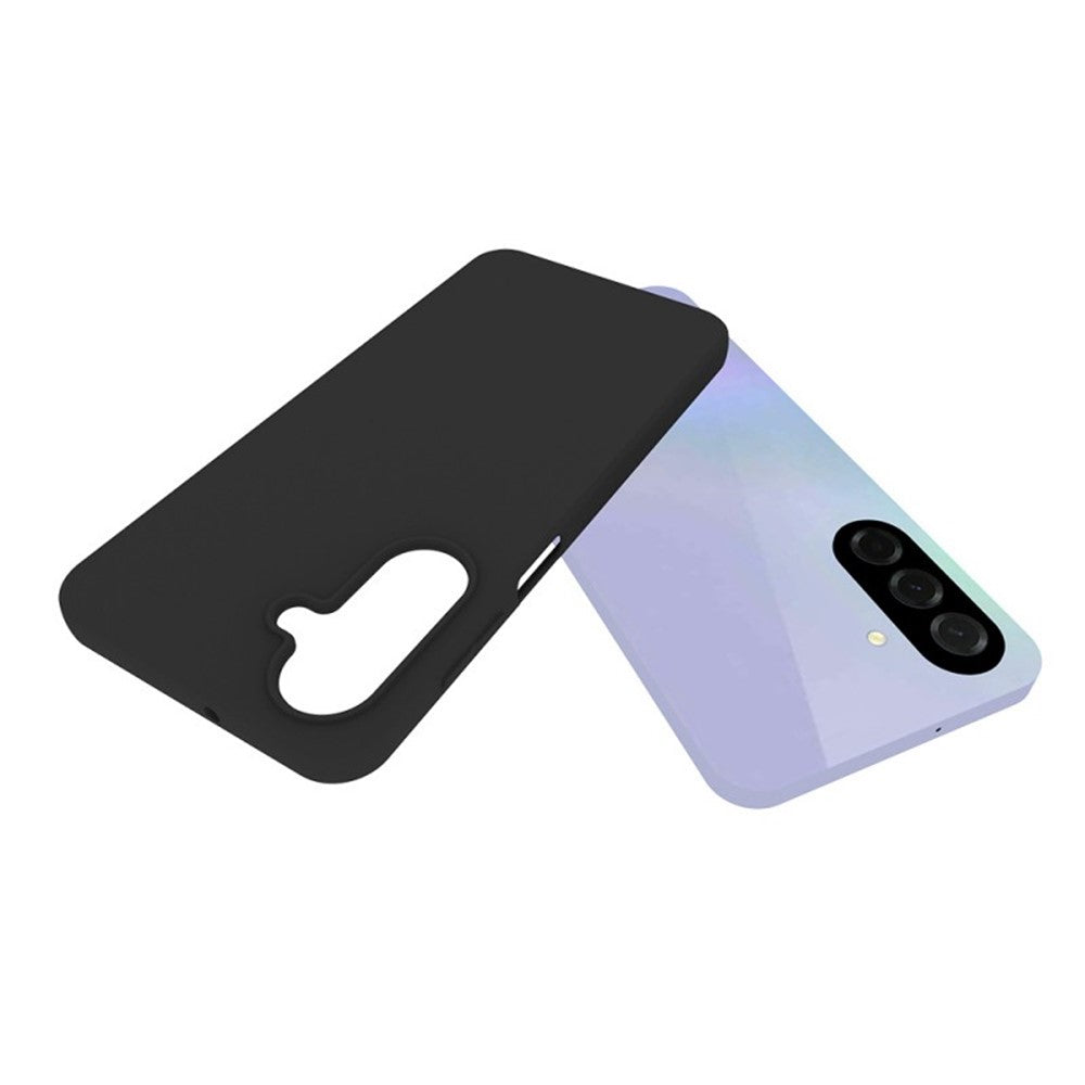 For Samsung Galaxy A17 5G TPU Case WANLONFENG MS Series Matte Back Cover with Tempered Glass (Big Hole Lens) - Black