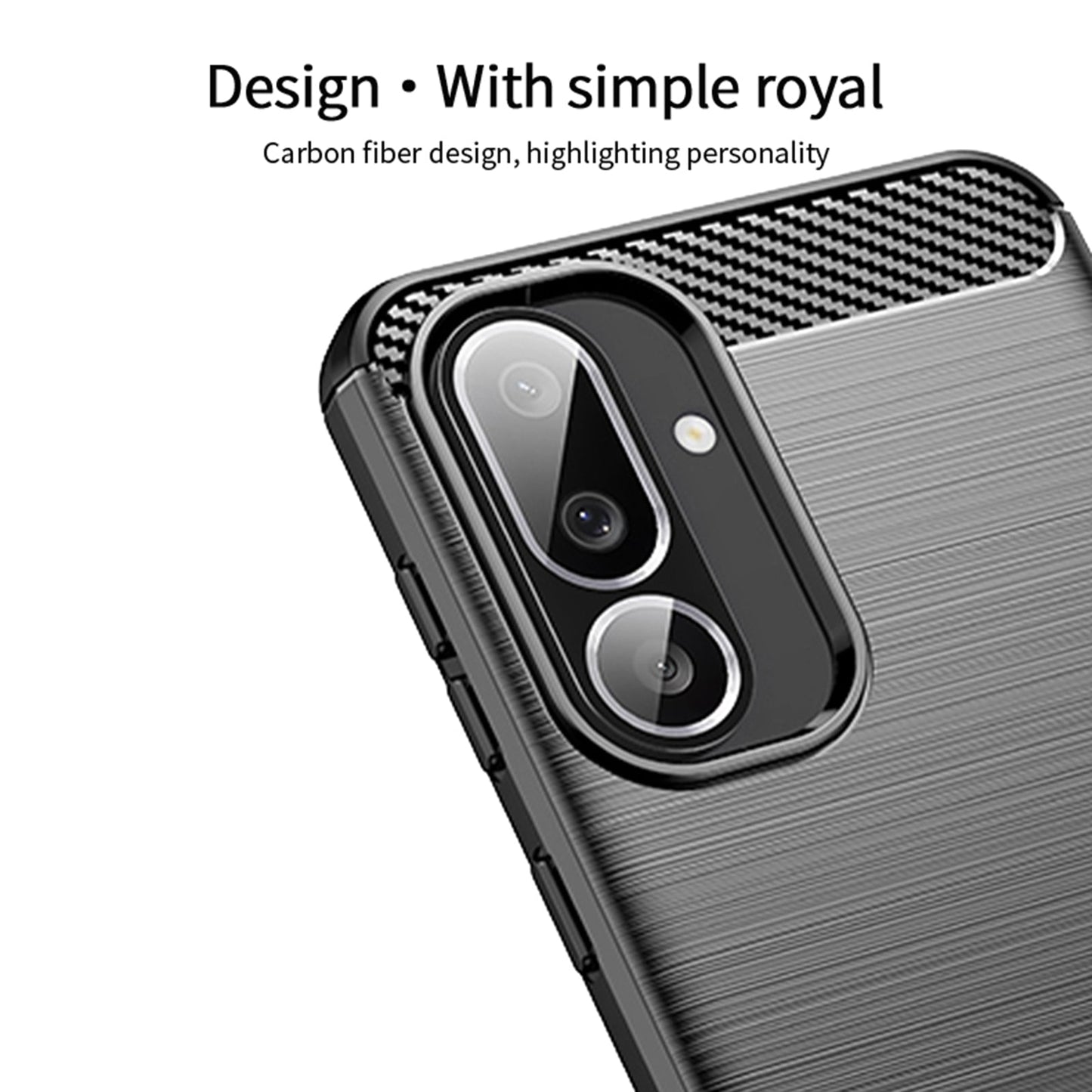 For Samsung Galaxy M56 5G Back Cover MOFI Brushed Texture Carbon Fiber Soft TPU Case - Blue
