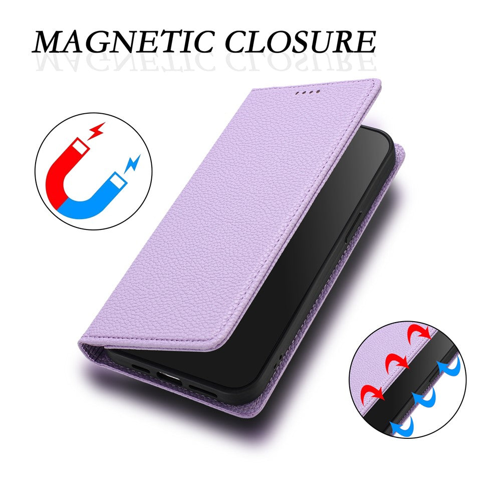 For iPhone 17 Pro Max Wallet Case RFID Blocking Litchi Texture Leather Mobile Cover - Light Purple