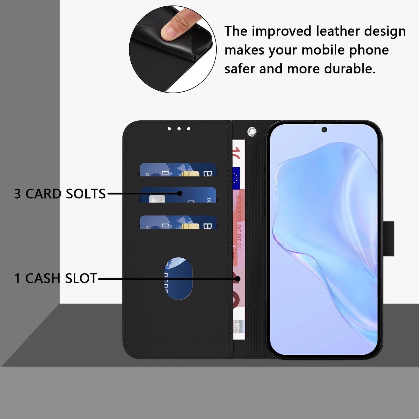For Samsung Galaxy M16 5G / Galaxy F16 5G Case Solid Color Wallet Leather Phone Cover with Strap - Black