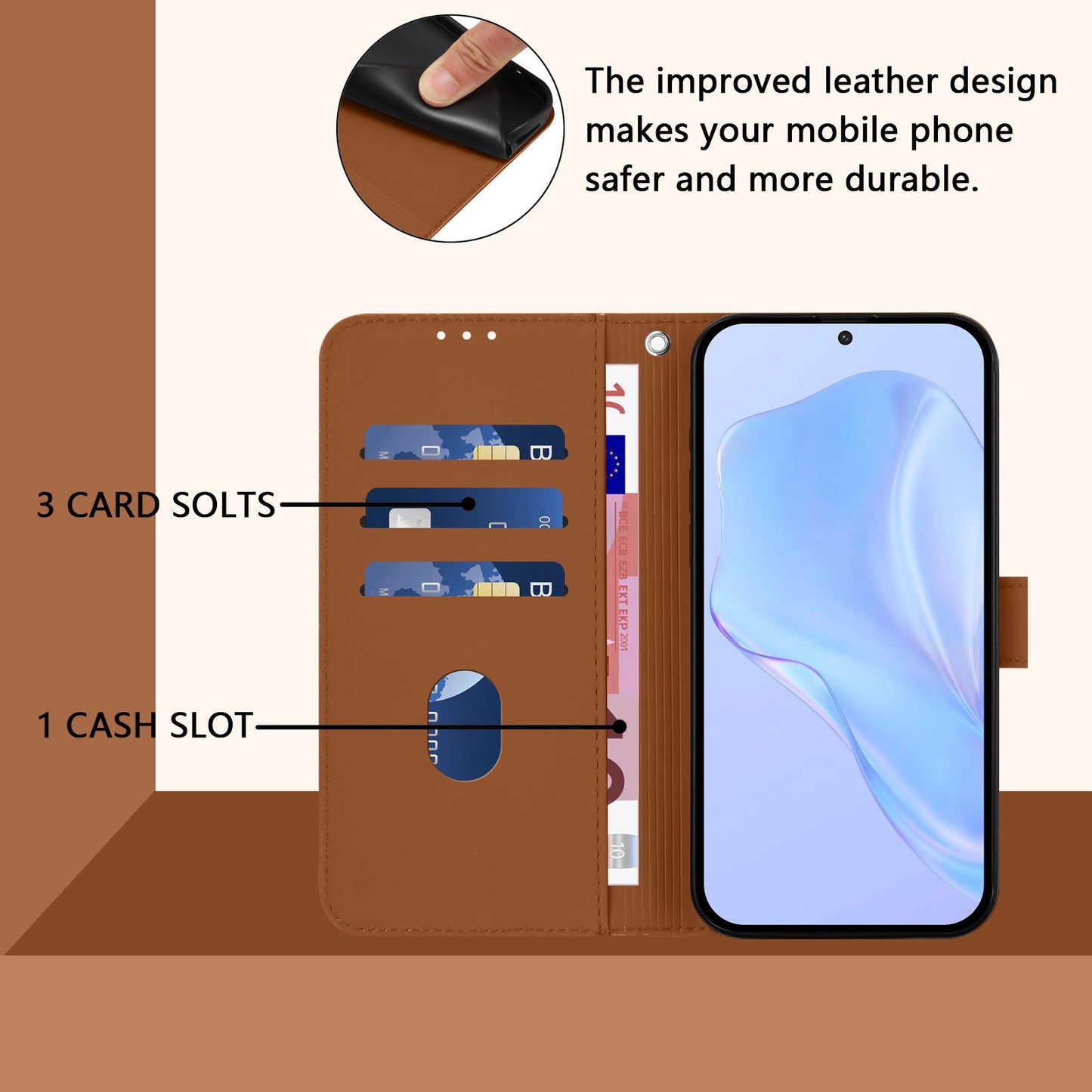 For Samsung Galaxy M16 5G / Galaxy F16 5G Case Solid Color Wallet Leather Phone Cover with Strap - Brown