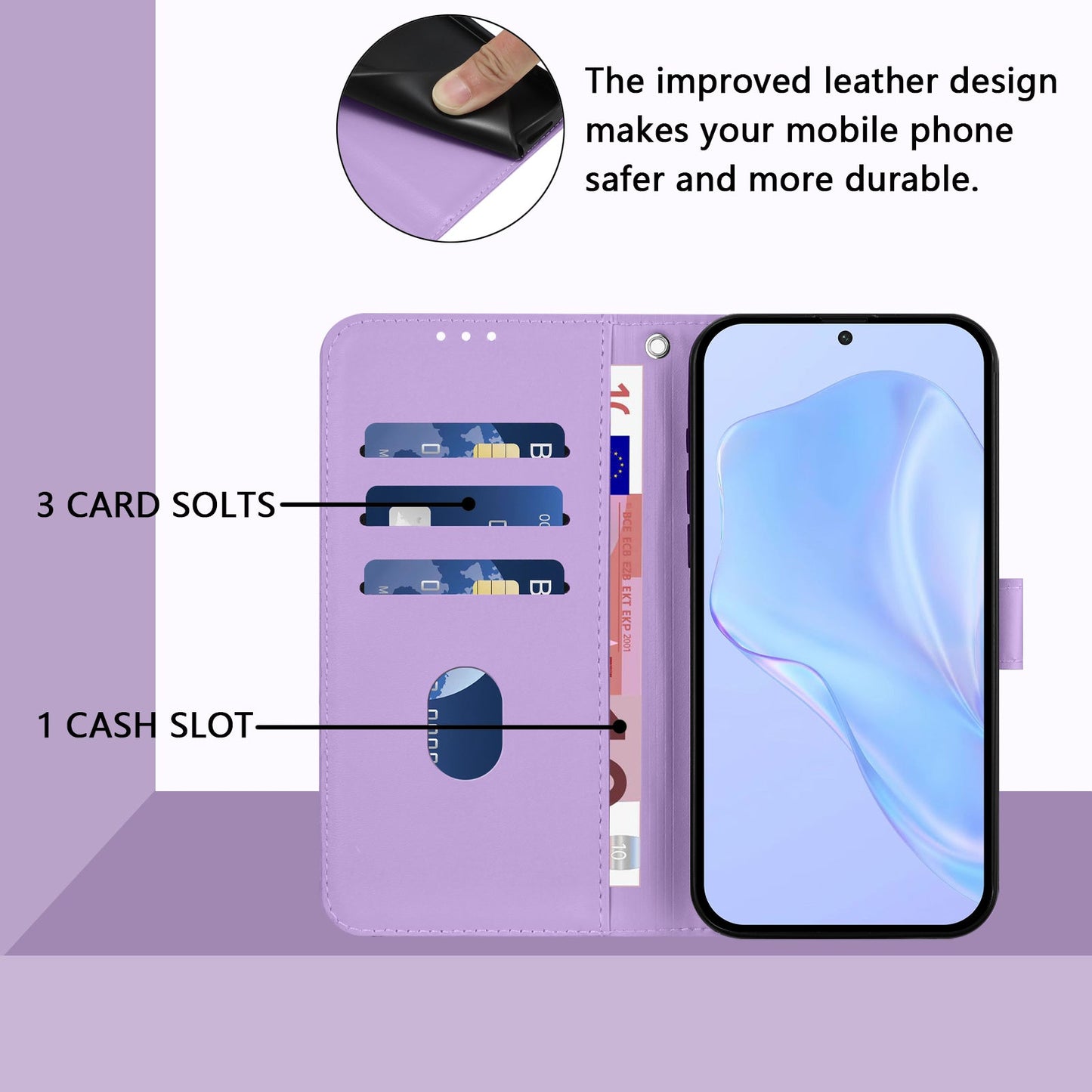 For Samsung Galaxy M16 5G / Galaxy F16 5G Case Solid Color Wallet Leather Phone Cover with Strap - Lavender