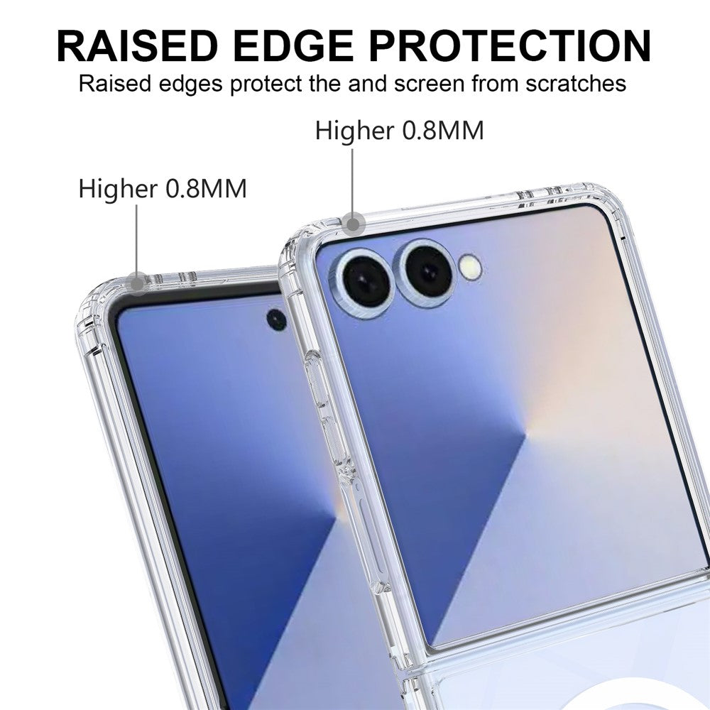 For Samsung Galaxy Z Flip7 5G Clear Phone Case Compatible with MagSafe TPU+Acrylic Back Cover - Clear