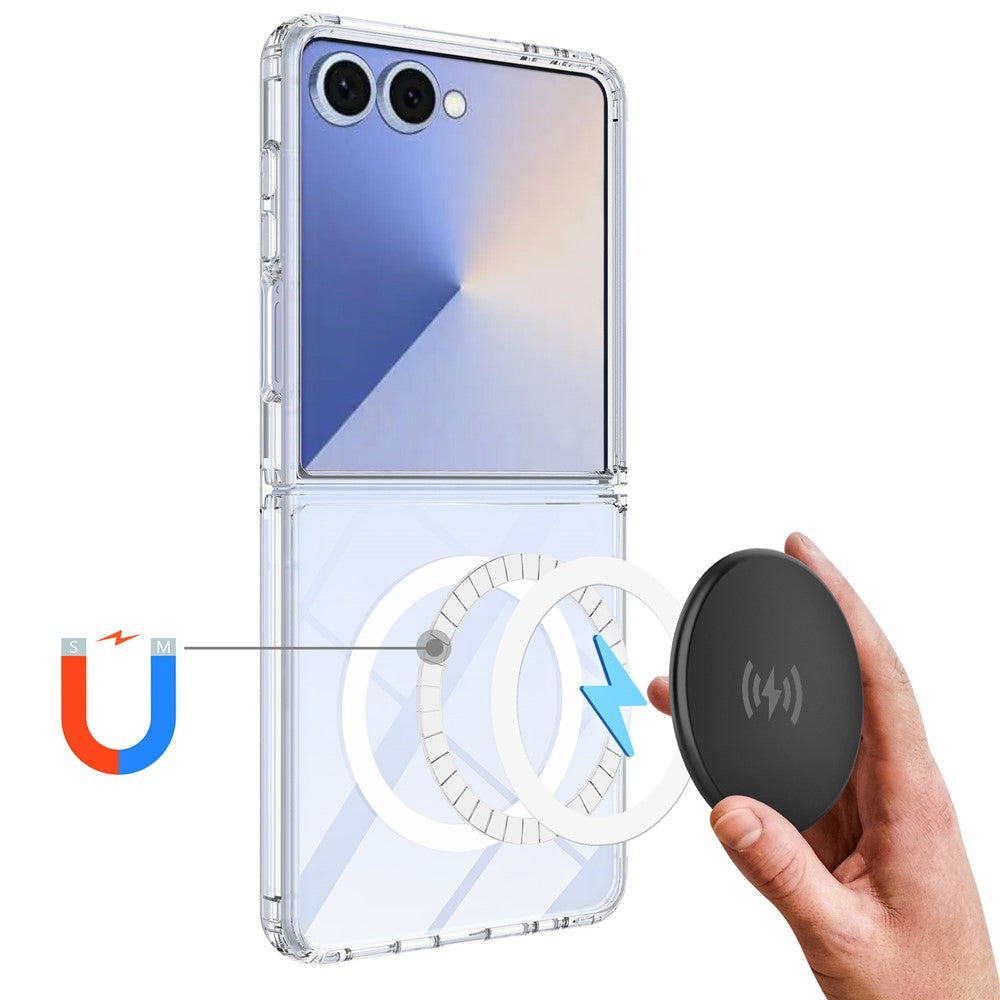 For Samsung Galaxy Z Flip7 5G Clear Phone Case Compatible with MagSafe TPU+Acrylic Back Cover - Clear