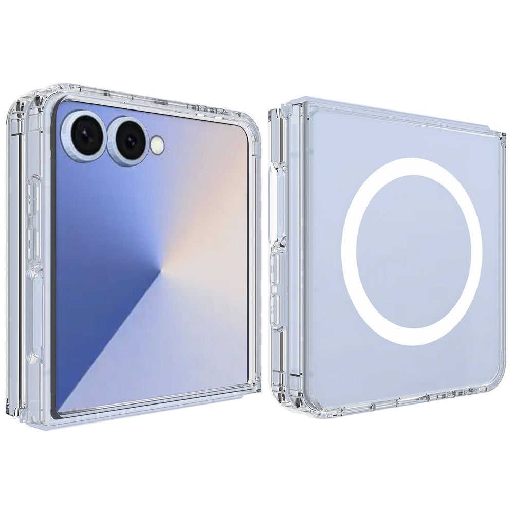 For Samsung Galaxy Z Flip7 5G Clear Phone Case Compatible with MagSafe TPU+Acrylic Back Cover - Clear