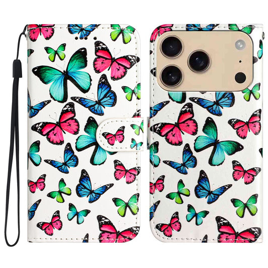 For iPhone 17 Pro Max Wallet Case Printed Pattern Design Leather Phone Cover - Butterflies