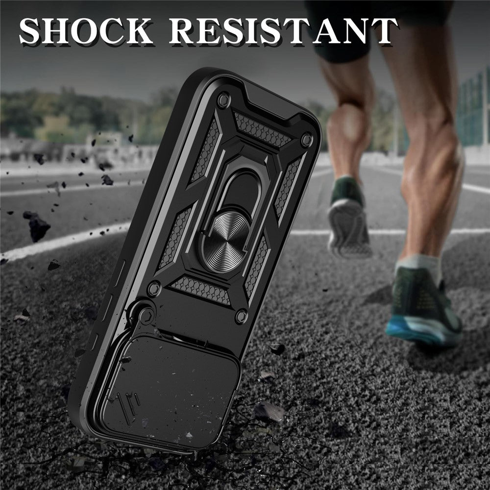 For iPhone 17 Pro Max Case with Slide Camera Lid PC + TPU Kickstand Phone Cover - Green