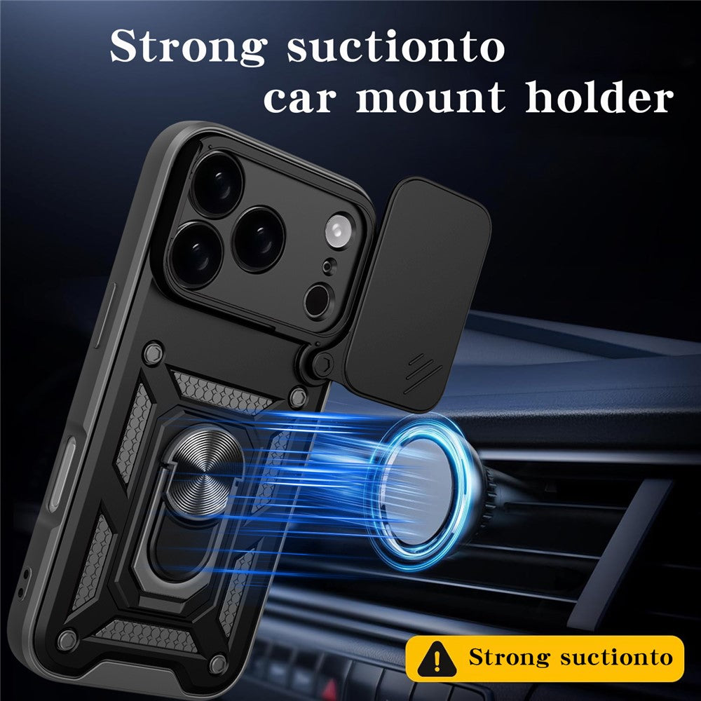 For iPhone 17 Pro Max Case with Slide Camera Lid PC + TPU Kickstand Phone Cover - Green