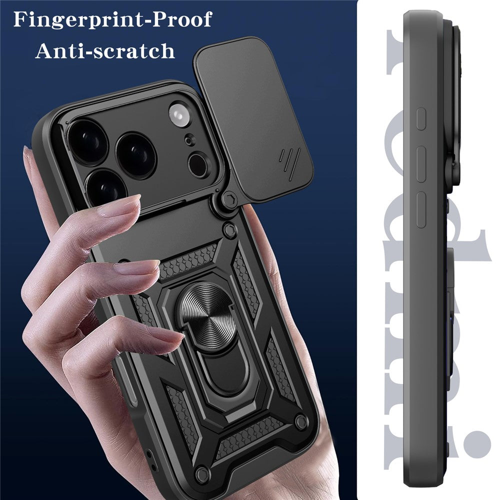 For iPhone 17 Pro Max Case with Slide Camera Lid PC + TPU Kickstand Phone Cover - Green