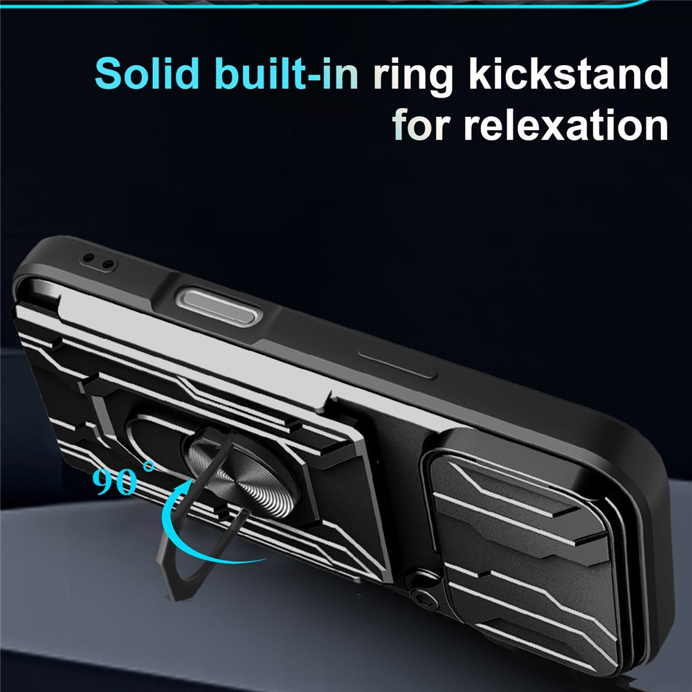 For iPhone 17 Pro Max Case PC + TPU Kickstand Phone Back Cover with Camera Slider - Black