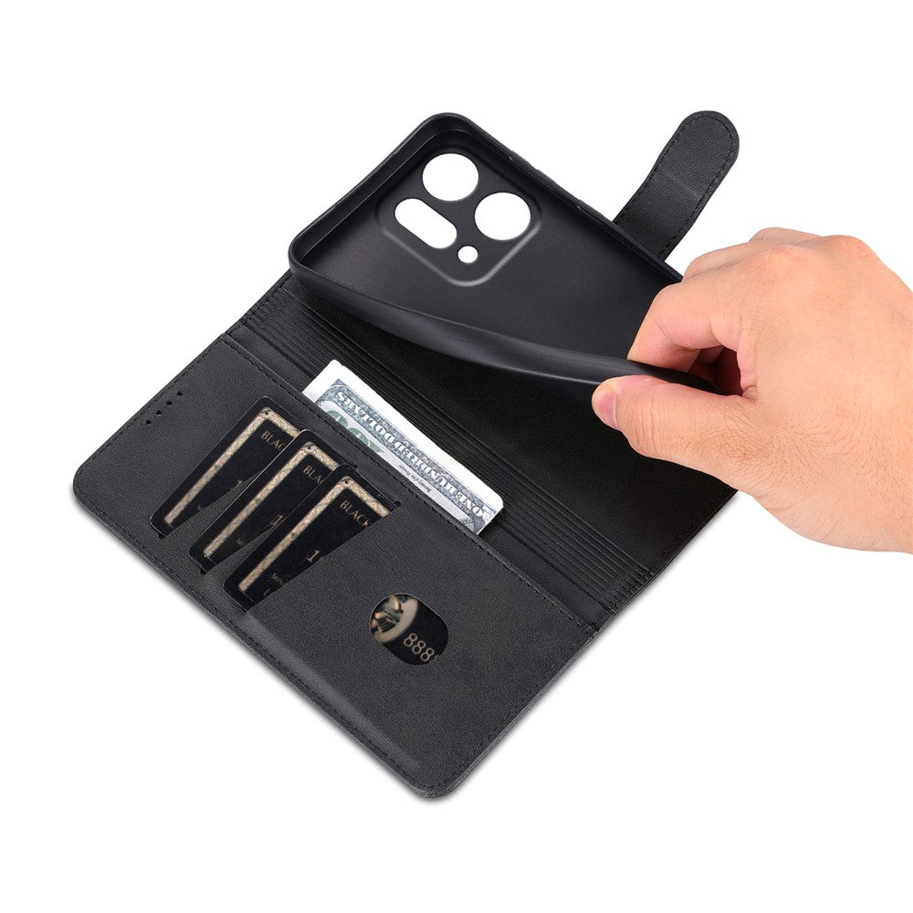 AZNS For Oppo Reno14 5G (Global) Case PU Leather Wallet Phone Cover - Black