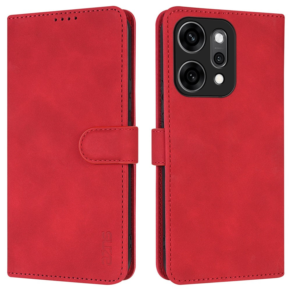 AZNS For Oppo Reno14 5G (Global) Case PU Leather Wallet Phone Cover - Red
