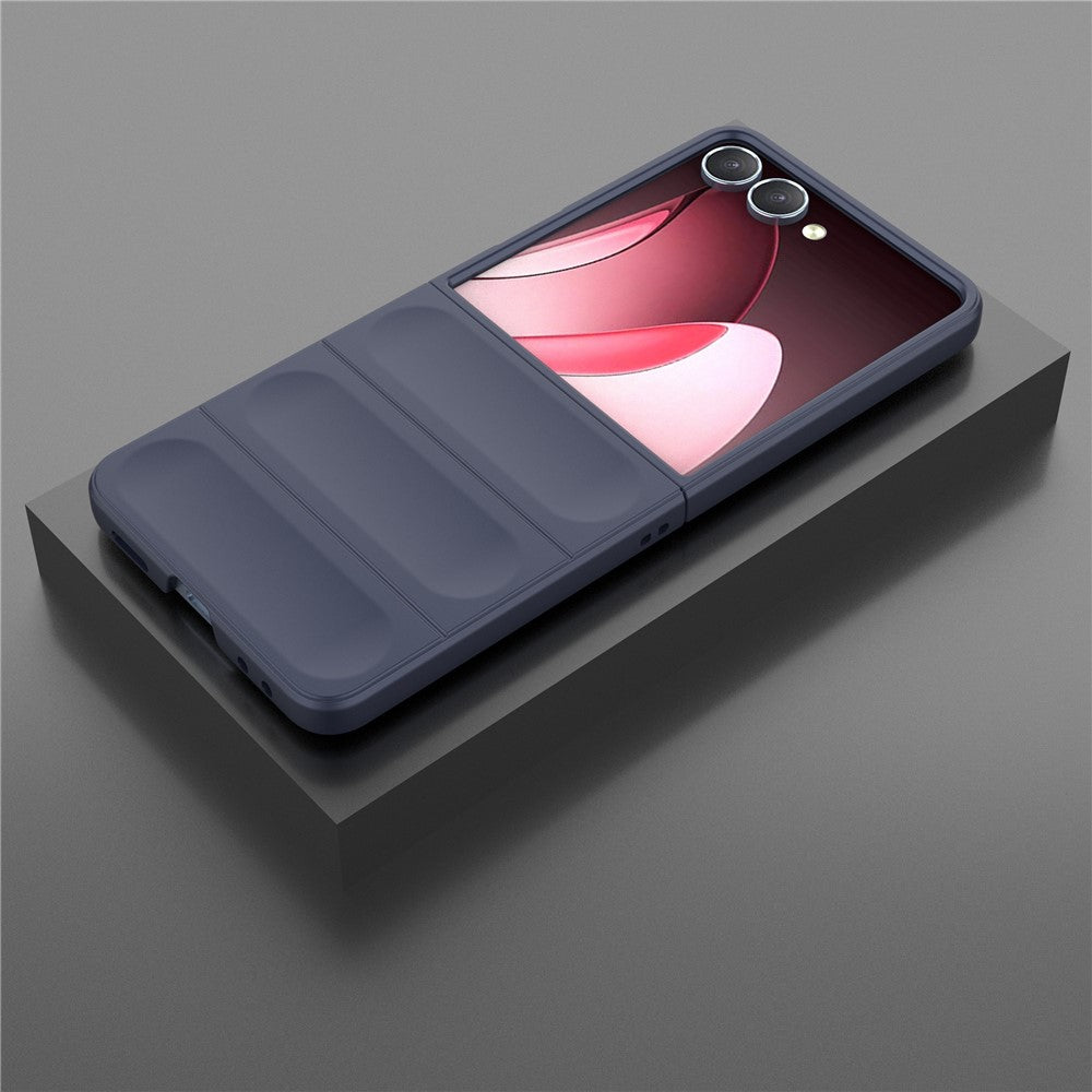 For Samsung Galaxy Z Flip7 5G Case Anti-Drop Soft TPU Rugged Phone Back Cover - Dark Blue