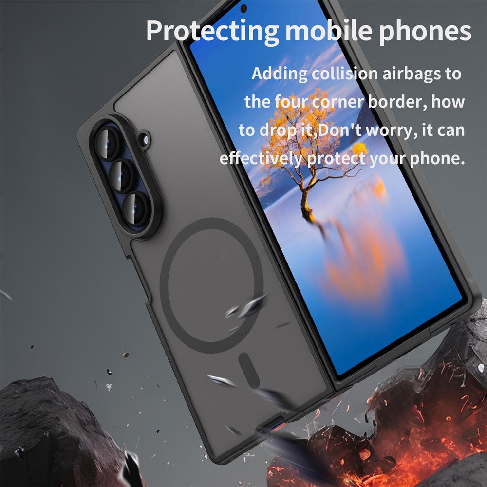 For Samsung Galaxy Z Fold7 5G Case Compatible with MagSafe Anti Drop PC + TPU Phone Cover - Black