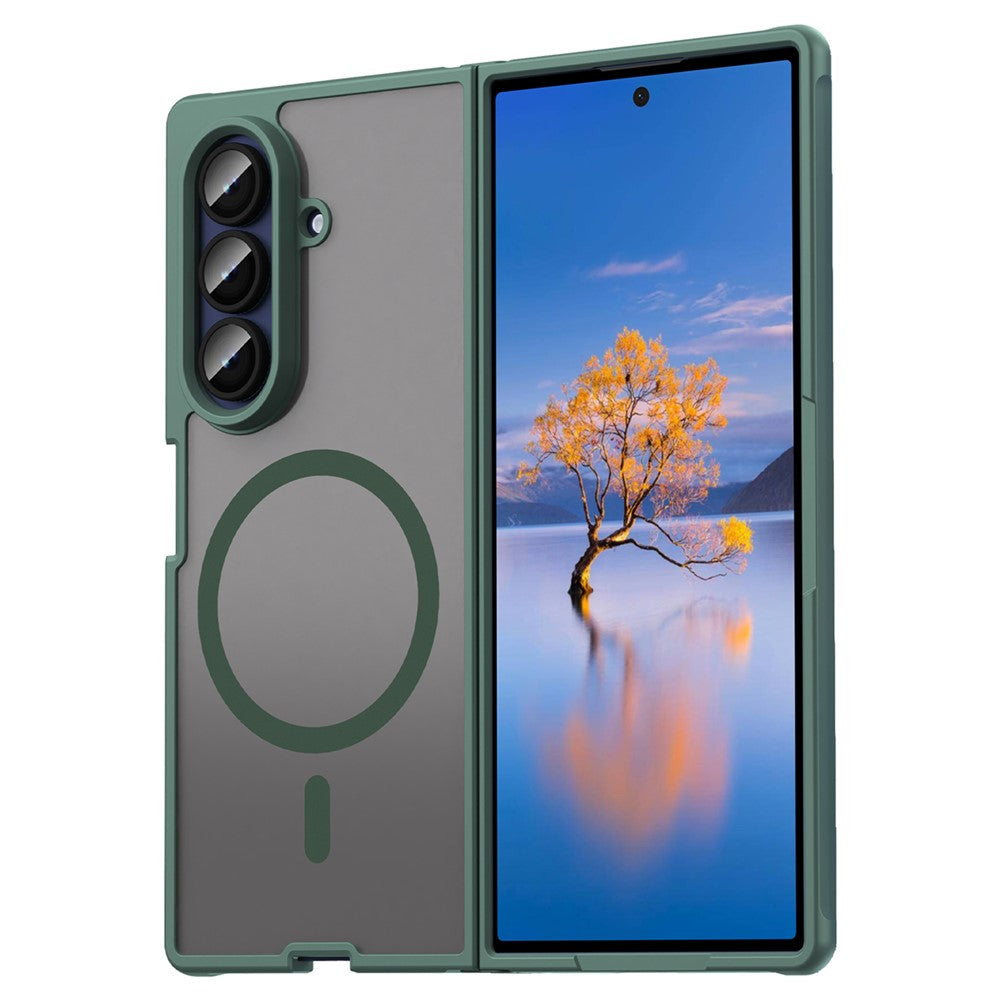 For Samsung Galaxy Z Fold7 5G Case Compatible with MagSafe Anti Drop PC + TPU Phone Cover - Green