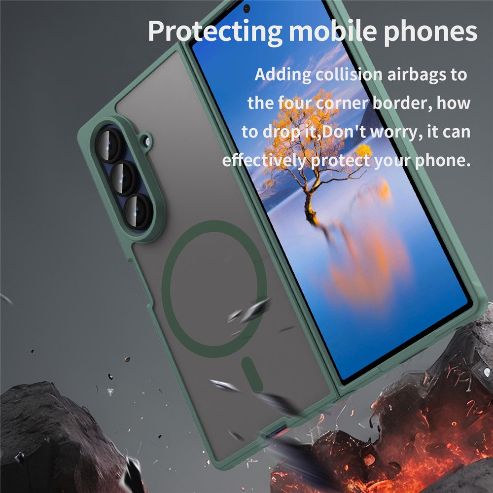 For Samsung Galaxy Z Fold7 5G Case Compatible with MagSafe Anti Drop PC + TPU Phone Cover - Green