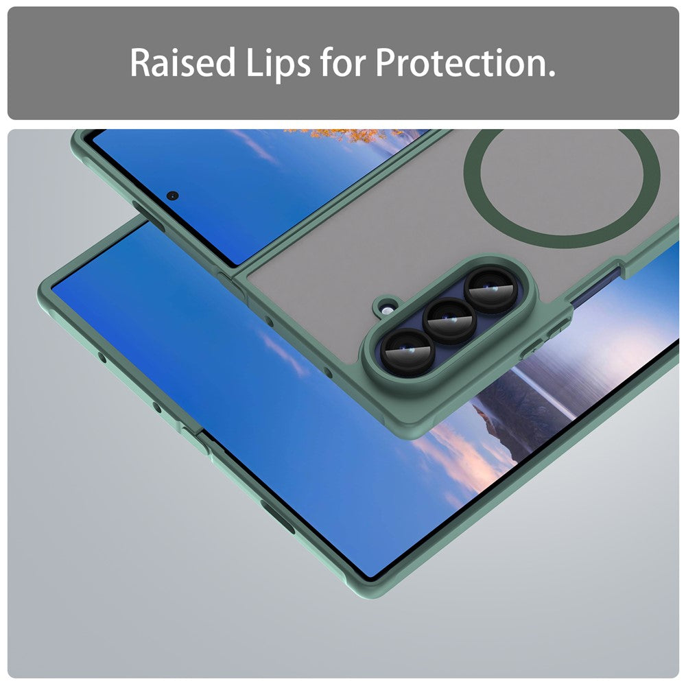 For Samsung Galaxy Z Fold7 5G Case Compatible with MagSafe Anti Drop PC + TPU Phone Cover - Green