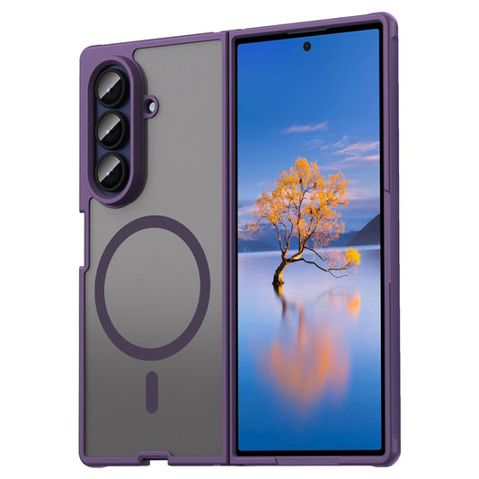 For Samsung Galaxy Z Fold7 5G Case Compatible with MagSafe Anti Drop PC + TPU Phone Cover - Purple