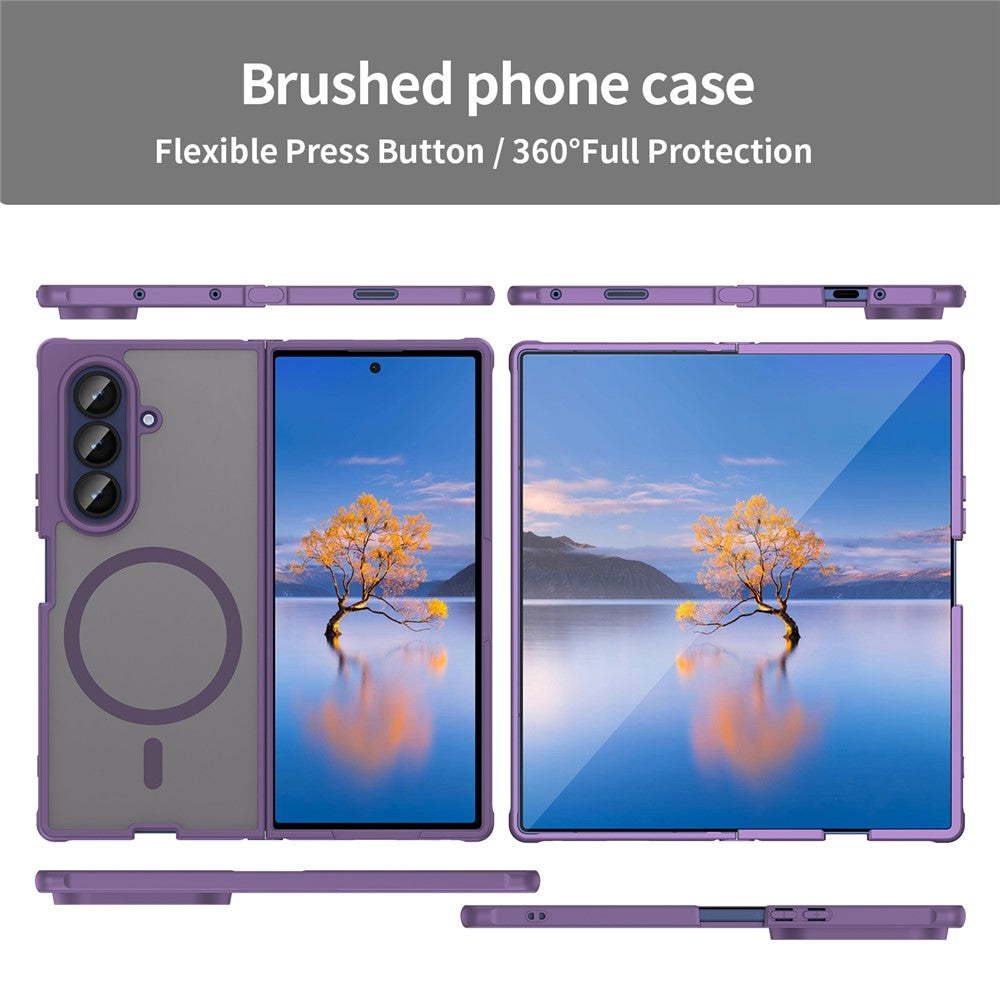 For Samsung Galaxy Z Fold7 5G Case Compatible with MagSafe Anti Drop PC + TPU Phone Cover - Purple